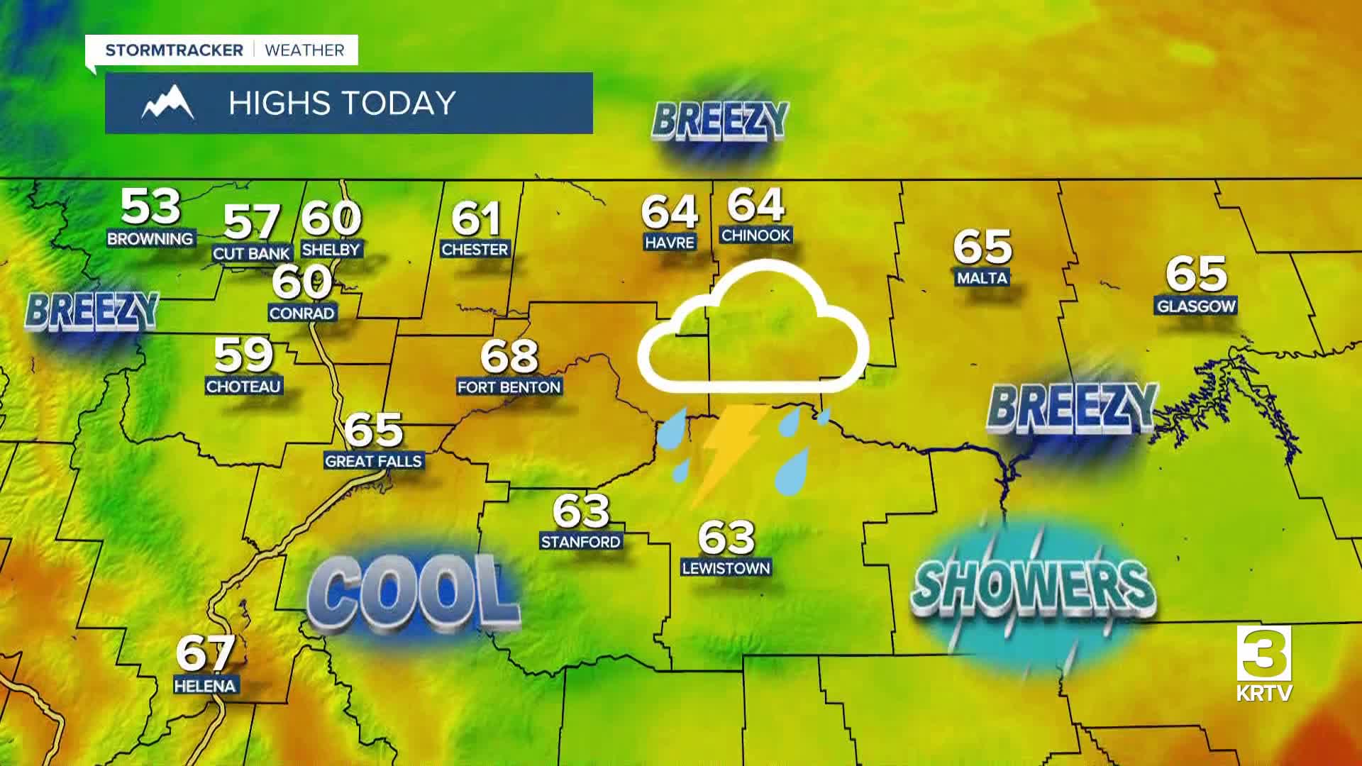 Cleaner air, cooler temps, and scattered showers/storms Thursday