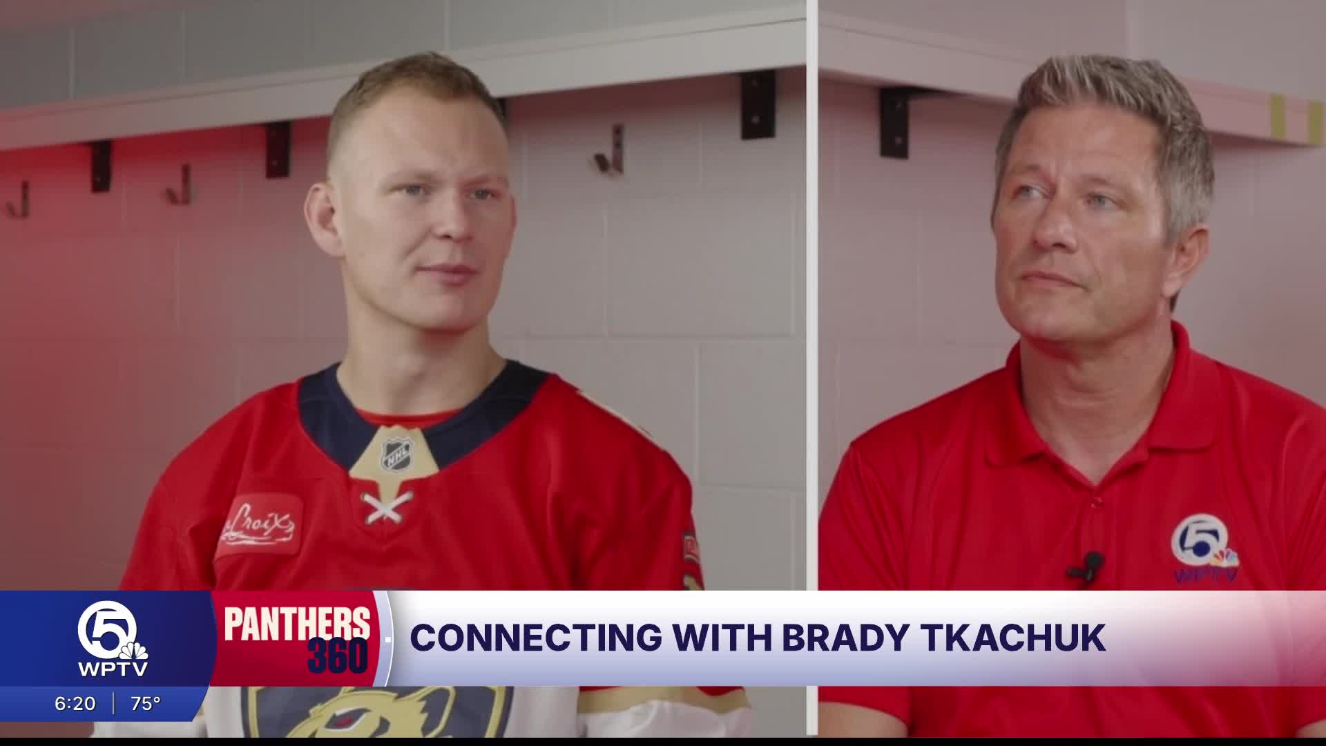 Brady Tkachuk interview with WPTV Panthers Anchor Mike Trim