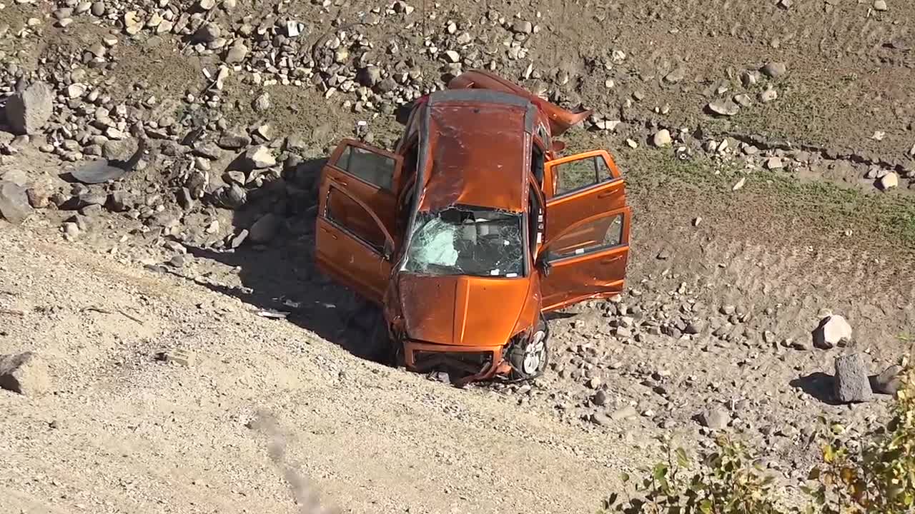 Car rolls down embankment near Lucky Peak Dam