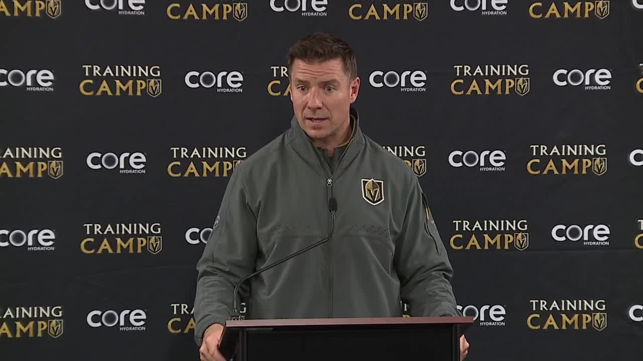 Ryan Craig speaks during VGK training camp